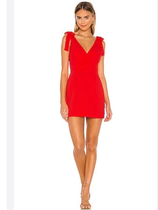 Amanda Uprichard Dresses & Skirts - Amanda Uprichard Allora  Red V-Neck Tie-Shoulder Mini Dress Sz L